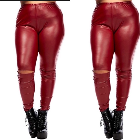 leather look pants plus size